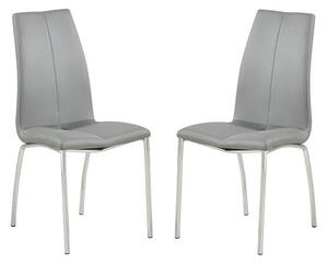 Opal Grey Faux Leather Dining Chair With Chrome Legs In Pair