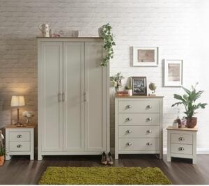 Loftus Wooden Bedroom Furniture Set In Cream With Oak Top