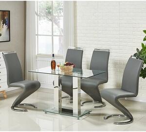 Jet Small Glass Dining Table In Clear And 4 Summer Grey Chairs