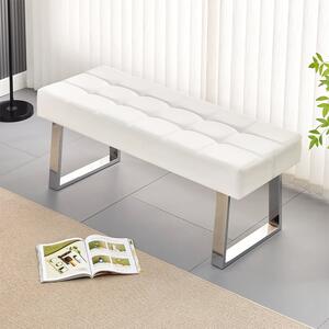 Austin Small Faux Leather Dining Bench In White