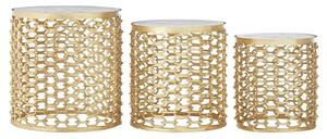 Casa Marble Set Of 3 Side Tables With Gold Aluminum Frame