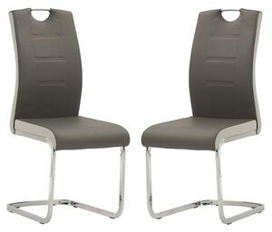 Samson Cantilever Dining Chair In Grey Faux Leather In A Pair