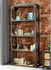 Romarin Large Bookcase In Reclaimed Wood And Metal Frame