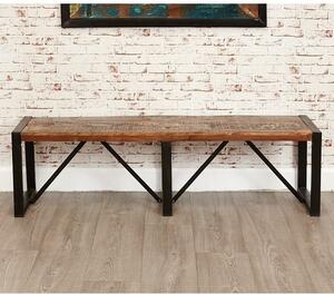 London Urban Chic Wooden Large Dining Bench With Steel Base