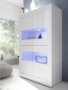 Taylor Display Cabinet In White High Gloss With 4 Doors And LED