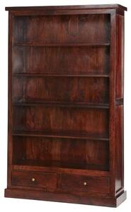 Tristo Wooden Bookcase In Dark Mango With 2 Drawers