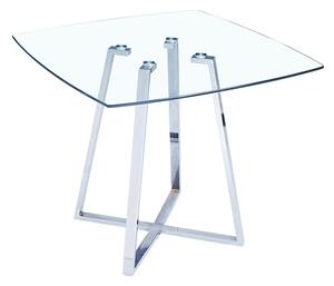 Melito Square Clear Glass Top Dining Table With Chrome Legs