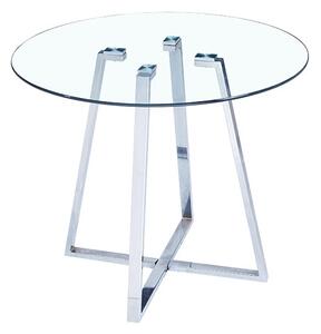 Melito Round Clear Glass Top Dining Table With Chrome Legs