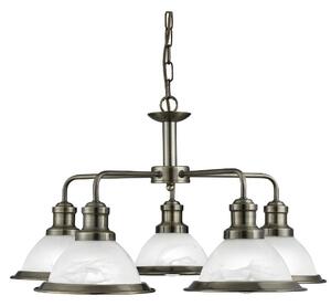 Bistro 5 Light Ceiling Light In Antique Brass