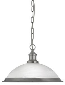 Bistro Pendant Light In Satin Silver With Acid Glass