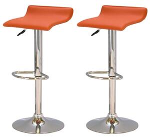 Stratos Orange PVC Bar Stools With Chrome Base In Pair