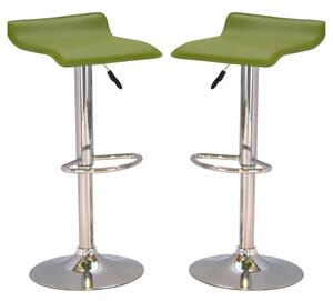 Belita Green PVC Bar Stools With Chrome Base In Pair