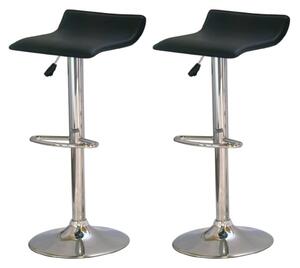 Stratos Black PVC Bar Stools With Chrome Base In Pair