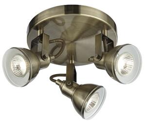 Focus 3 Light Ceiling Spot Light In Antique Brass