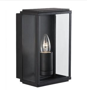 Box Outdoor Wall Light In Black With Bevelled Glass