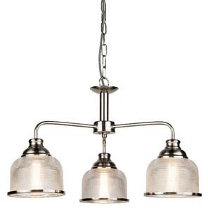 Bistro II 3 Light Pendant In Satin Silver And Halophane Glass