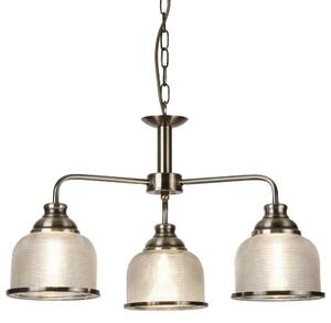 Bistro II 3 Light Pendant In Antique Brass And Halophane Glass