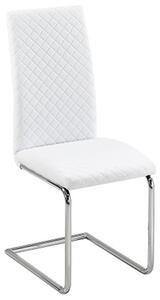 Ronn Faux Leather Dining Chair In White With Chrome Legs