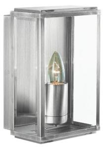 Box Outdoor Wall Light In Satin Silver With Bevelled Glass