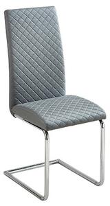 Ronn Faux Leather Dining Chair In Grey With Chrome Legs