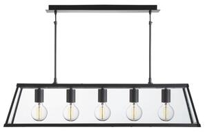 Voyager 5 Light Lantern In Matt Black And Clear Glass Shade