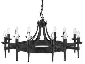 Cartwheel 12 Light Ceiling Light In Black Wrought Iron