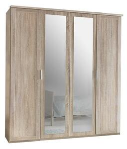 Newport Wooden Mirrored Wardrobe Large In Oak Effect