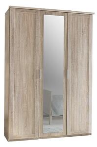 Newport Wooden Mirror Wardrobe In Oak Effect With 3 Doors