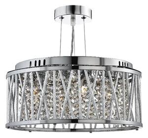 Elise Chrome Three Light Fitting With Crystal Button Drops
