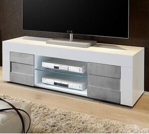 Santino TV Stand In White High Gloss And Grey With 2 Doors