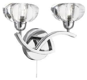 Sculptured Ice Chrome Two Light Curved Wall Bracket With Clear G