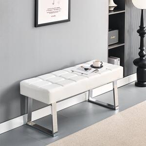 Austin Large Faux Leather Dining Bench In White