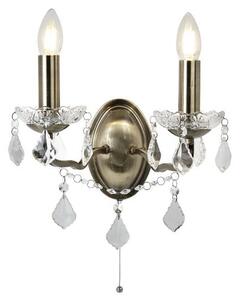 Double Light Wall Bracket In Clear Crystal Drops And Trim Antiqu