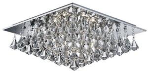 Hanna Chrome Six Light Ceiling Fitting With Clear Crystal Drops