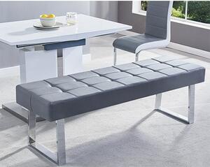 Austin Large Faux Leather Dining Bench In Grey