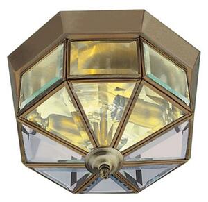 Antique Brass Celing Lamp With Clear Glass Flush Fitting