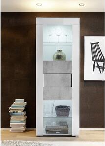 Santino Display Cabinet In White High Gloss And Grey With LED