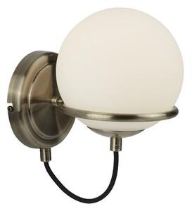 Opal White Glass Shade Antique Brass Wall Bracket