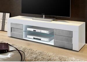 Santino TV Stand Large In White High Gloss And Grey And 2 Doors