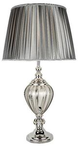 Chrome Urn Table Lamp With Amber Glass & Brown Pleated Tapered S