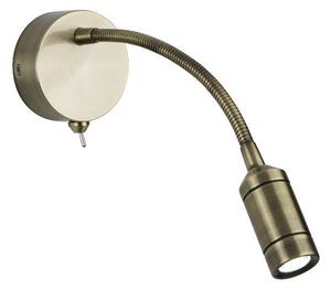 Antique Brass Round Base Flexi Arm Led Wall Light