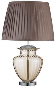 Urn Chrome Table Lamp With Amber Glass And Pleated Shade