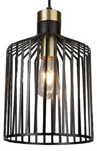 Bird Cage Frame Pendant Lamp In Black And Gold