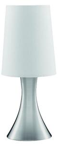 Satin Silver Touch Table Lamp With White Fabric Shade