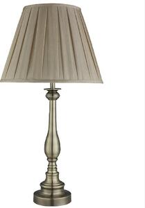 Antique Brass Table Lamp With Mink Pleated Fabric Shade