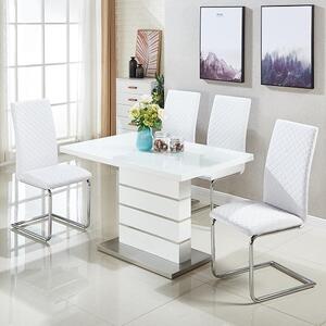 Parini Small Extending White Dining Table 4 Ronn White Chairs