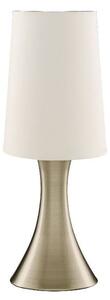 Antique Brass Touch Table Lamp With Long White Fabric Shade