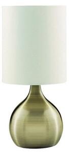 Antique Brass Touch Table Lamp With White Fabric Shade