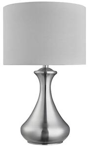 Satin Silver Touch White Fabric Shade Table Lamp