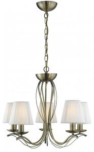 Andretti Antique Brass Five Light Fitting With Cream Shades